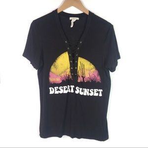 Atticute boho Desert Sunset lace up T-shirt Medium